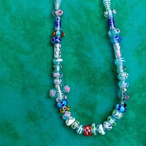Magnetic glass beaded butterfly necklace